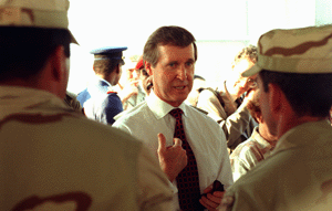 Cohen speaking with soldiers